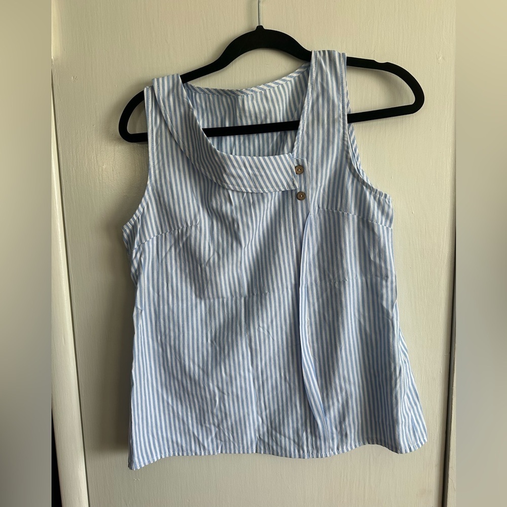 Blue and White Striped Top